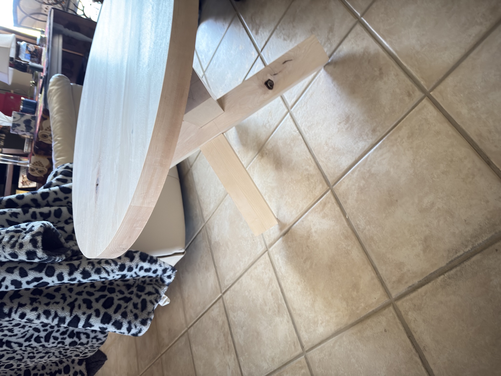 Assembled tripod base with round top