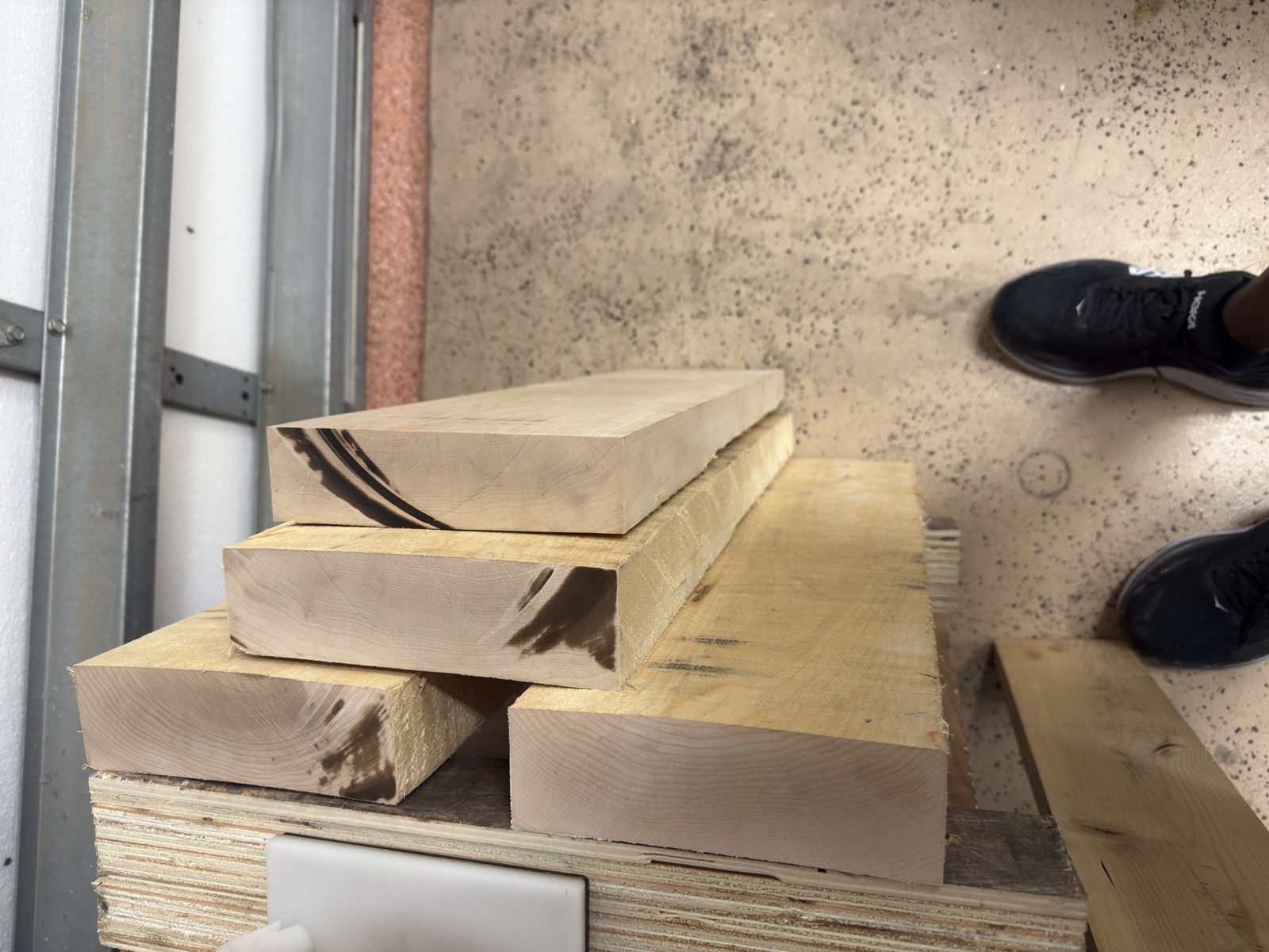 Raw maple slabs before milling